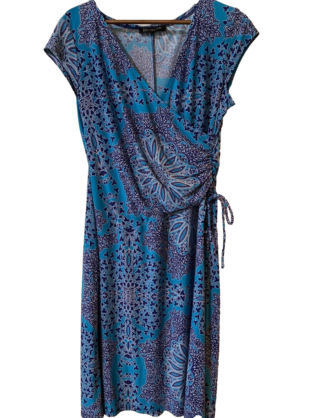Jones New York Dress Faux Wrap 14 Blue Women Career